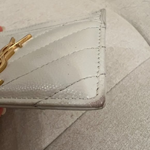 Saint Laurent Grain De Poudre Matelasse Chevron Monogram Credit Card Case - Picture 4 of 6